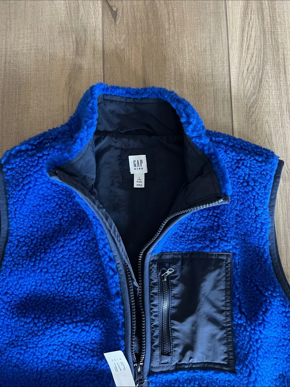 NWT GapKids Boys Blue Sherpa Vest - Cozy Zip Front